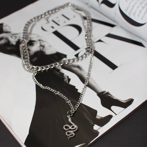 Two Necklace Layered with Snake Shape - Picture 1 of 4